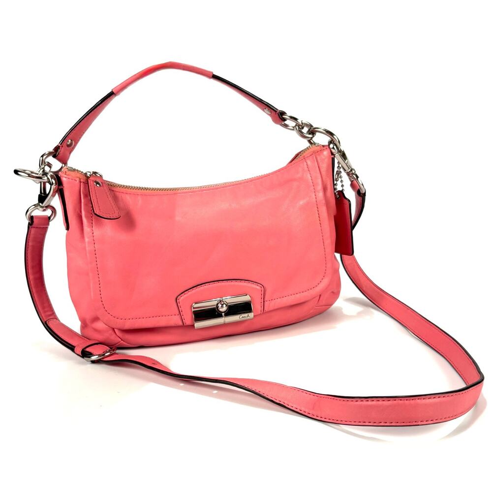 VTG Coach Kristin Leather Crossbody Bag Pink Shoulder Bag Hobo Purse Zip F22308